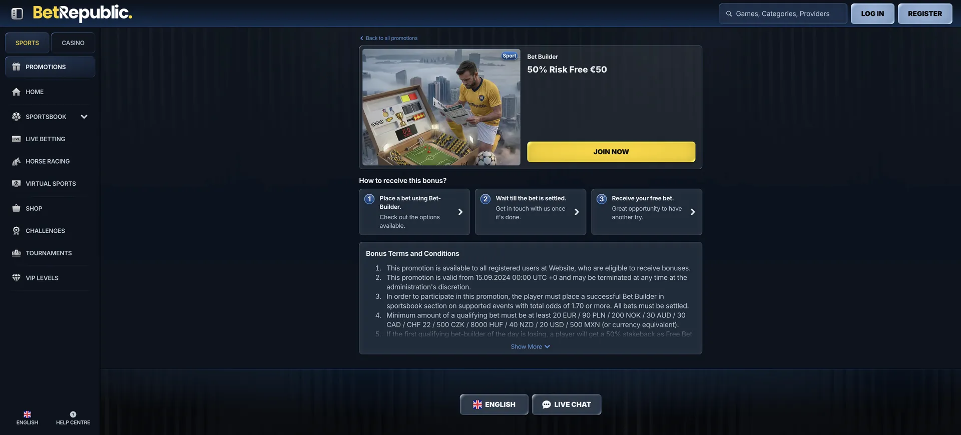 Betrepublic Casino: 2 De Aktionen Bet Builder 50